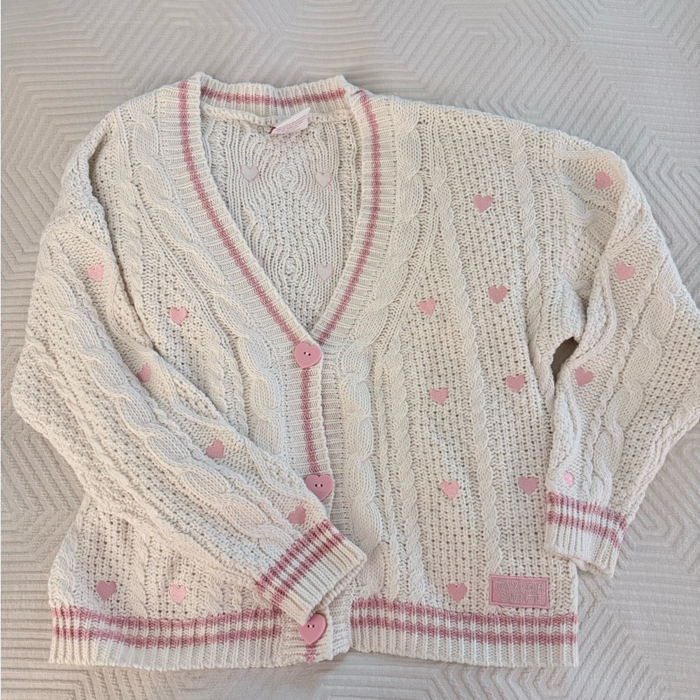 Taylor Swift Lover Pink and Cream Women's Cardigan Sweater